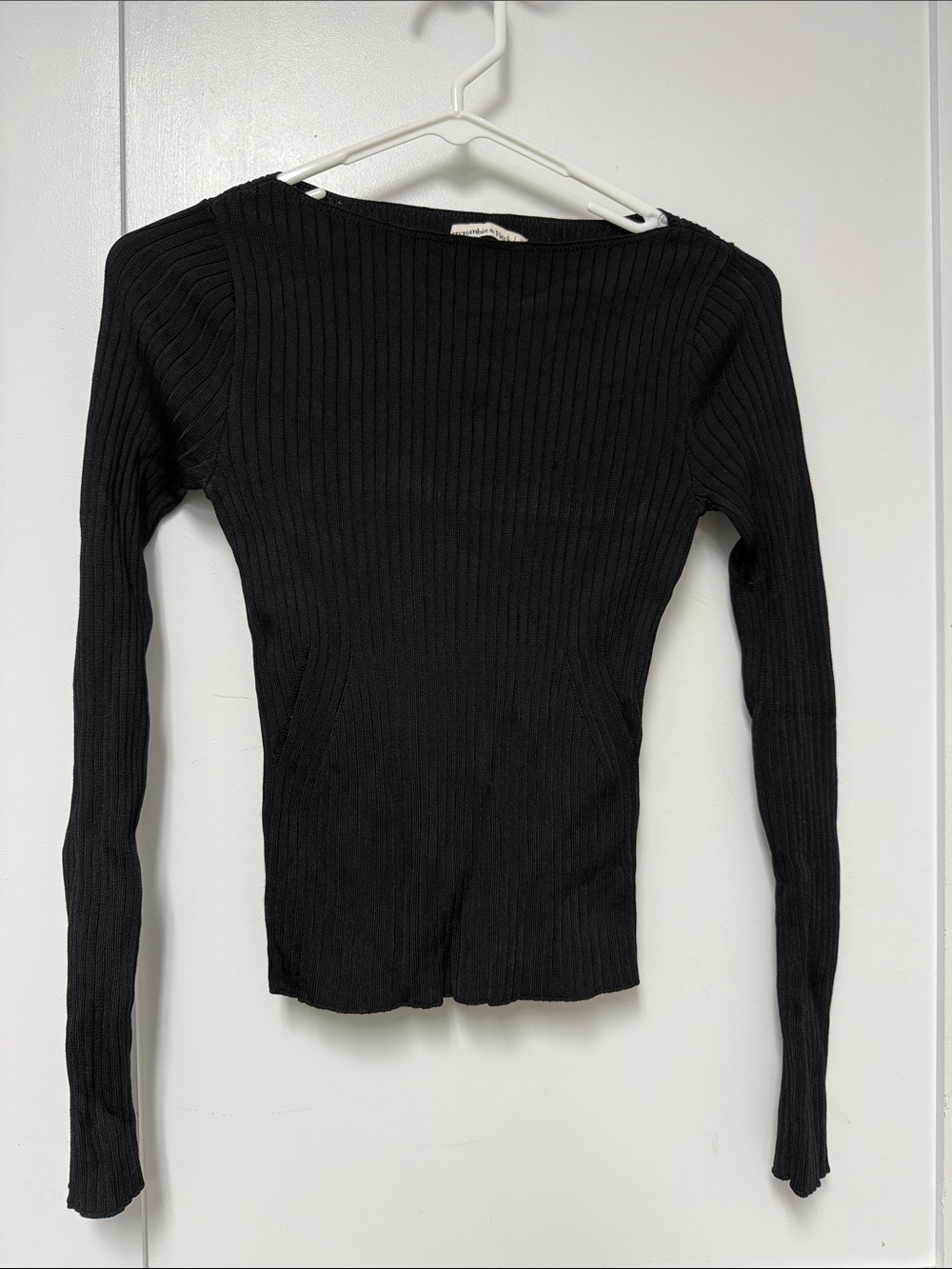 Abercrombie & Fitch Black Ribbed Slim Long-Sleeve Tee